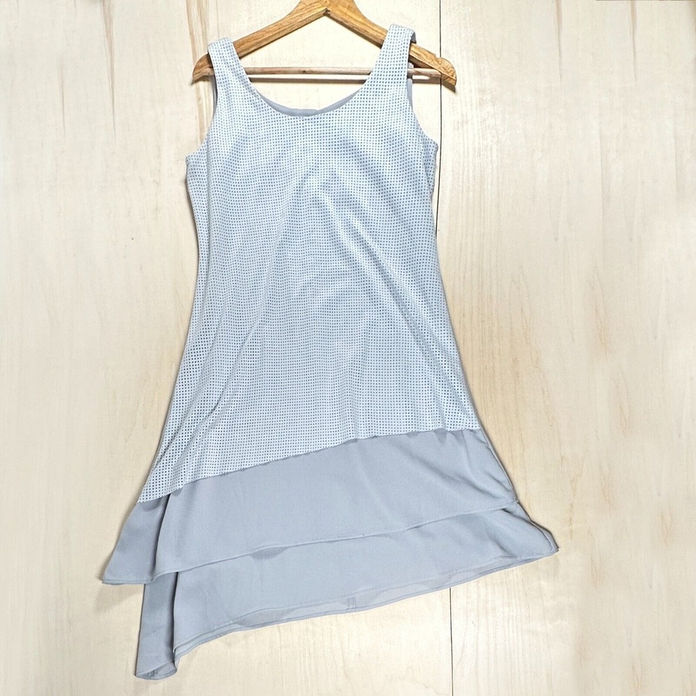 Tribal Femme Women's 6 Light Blue Tiered Asymmetrical Midi Dress Faux Suede